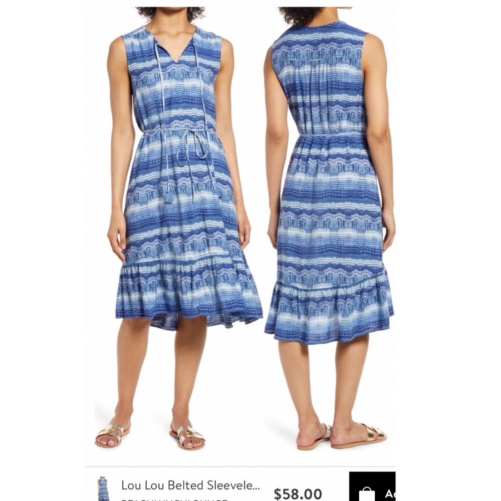 BeachLunchlounge Lou Lou belted sleeveless dress new